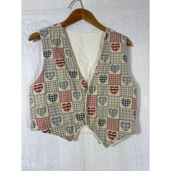 Vintage Vest Small Handmade Reversible Quilted Applique Flowers Cottage Grandma - Picture 9 of 11